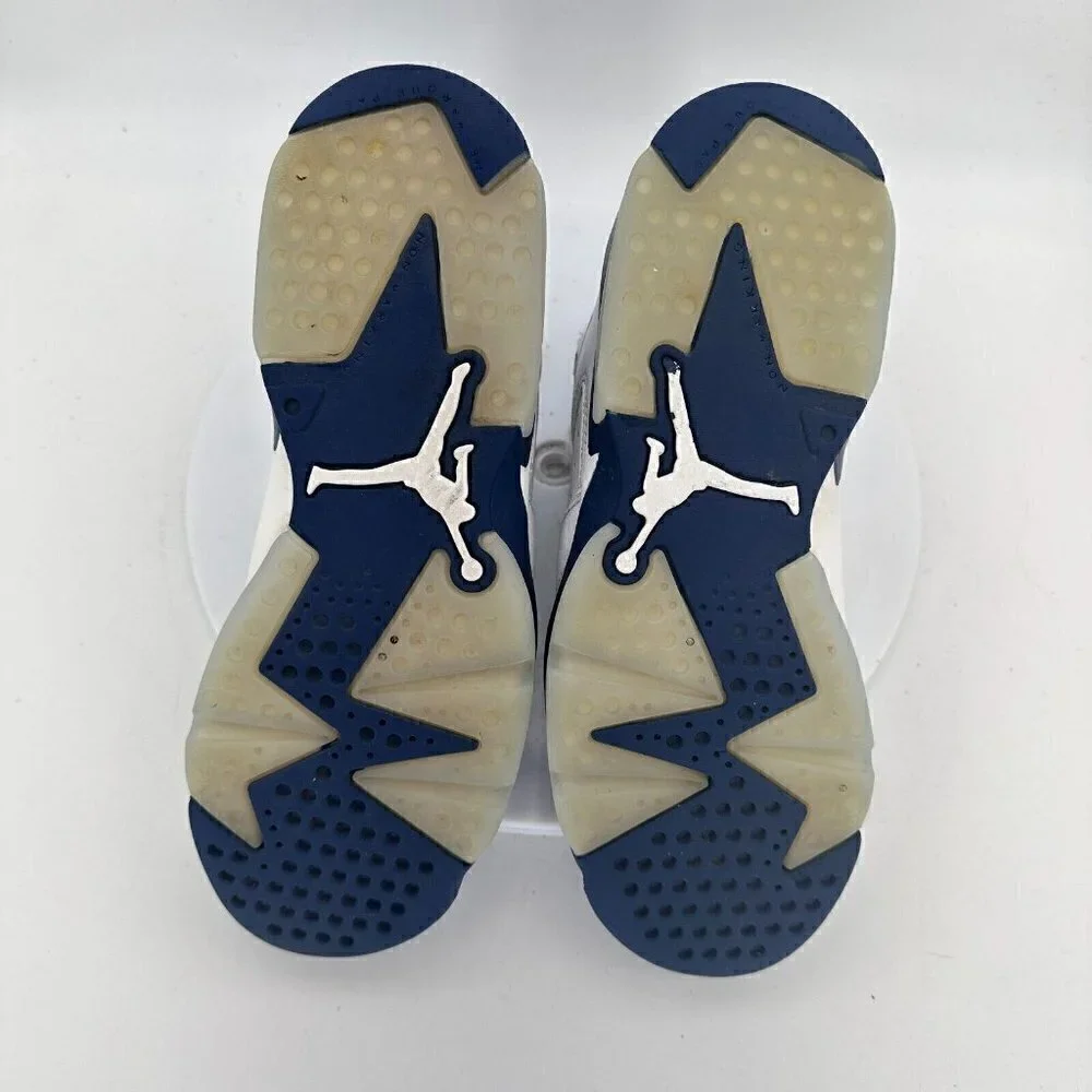 Nike Air Jordan 6 Retro Midnight Navy White Youth Shoes 384665-141 Size 7Y